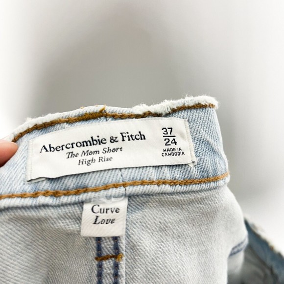 Abercrombie & Fitch The Mom Jean Short Women Blue High Rise Denim Size 37/24 NWT - Picture 8 of 10